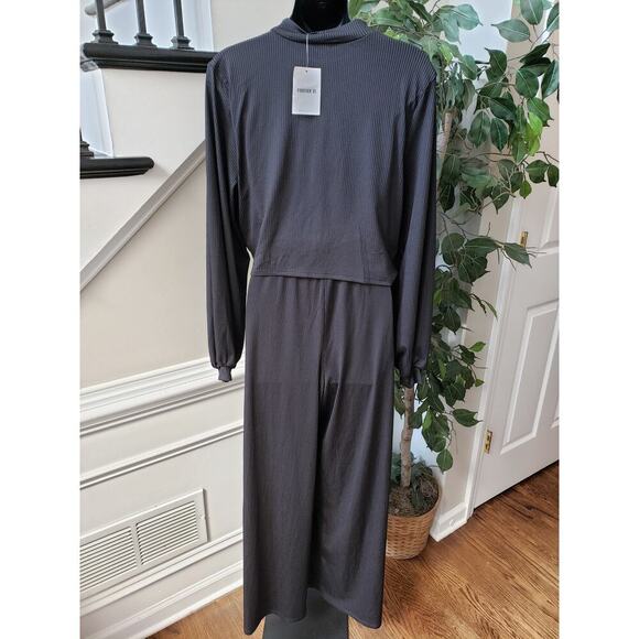 Forever 21 2 Piece Top & Pants Womens Size OX Black Knit Long Sleeve Drawstring - Picture 4 of 15